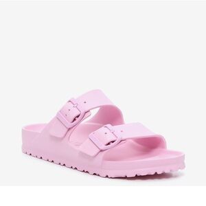 pink birkenstock arizona essentials slide sandal